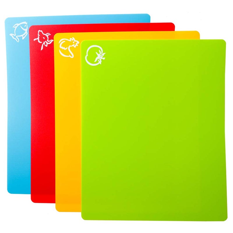 Carrollar Flexible Plastic Cutting Board Mats, Colored Mats With Food Icons, Gripped Back, Cutting board Set of 4 (1) - Image 4